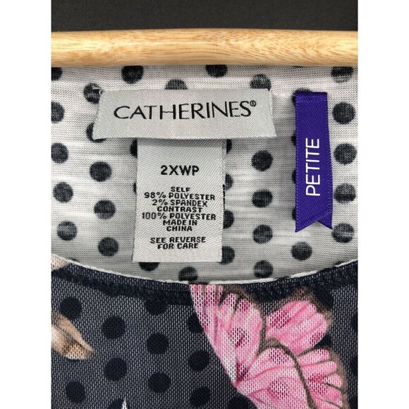 Catherines Floral Polka Dot Short Sleeve Top Womens 2XWP Plus Size Butterfly Y2k - Picture 3 of 7